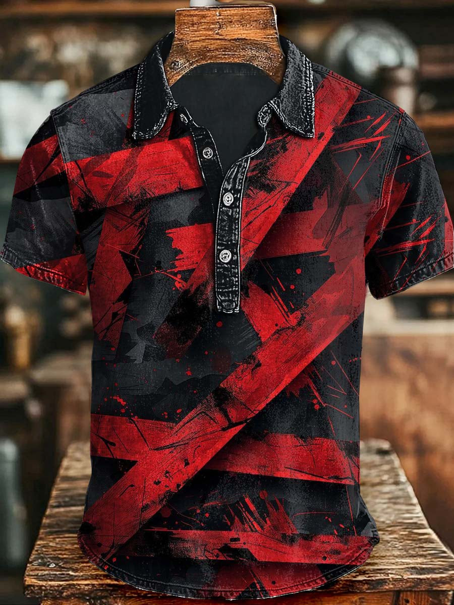 Abstract Rendering Print Casual Short Sleeve Polo Shirt Halloween Anniversary Gifts