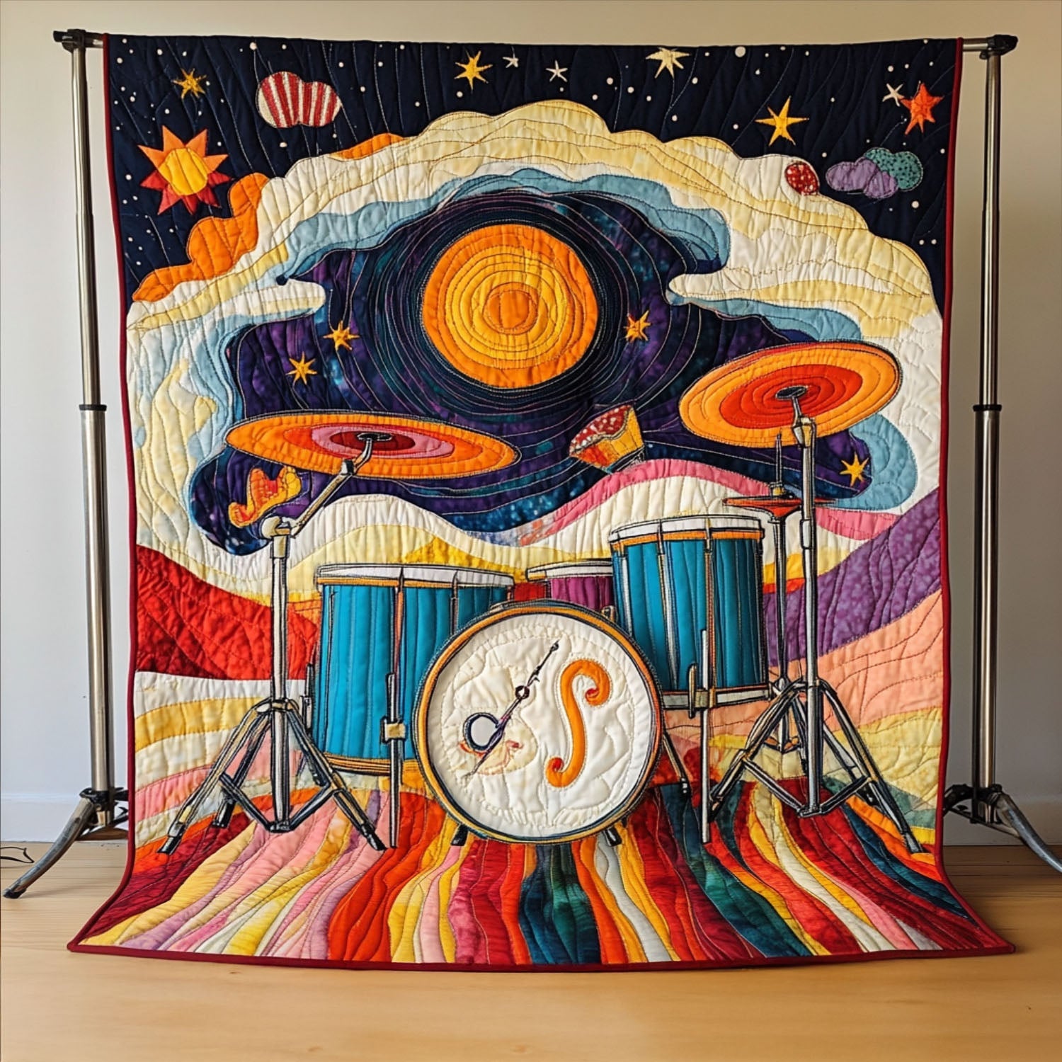 Abstract Rhythm Quilted Blanket Sofa Couch Throw Blanket Best Christmas Gifts For Drummers