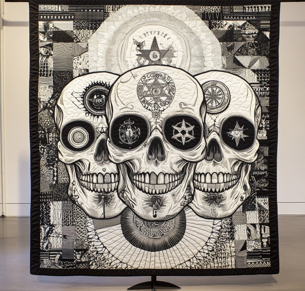 Abstract Skull Halloween Quilt Best Halloween Gift For Friends and Family
