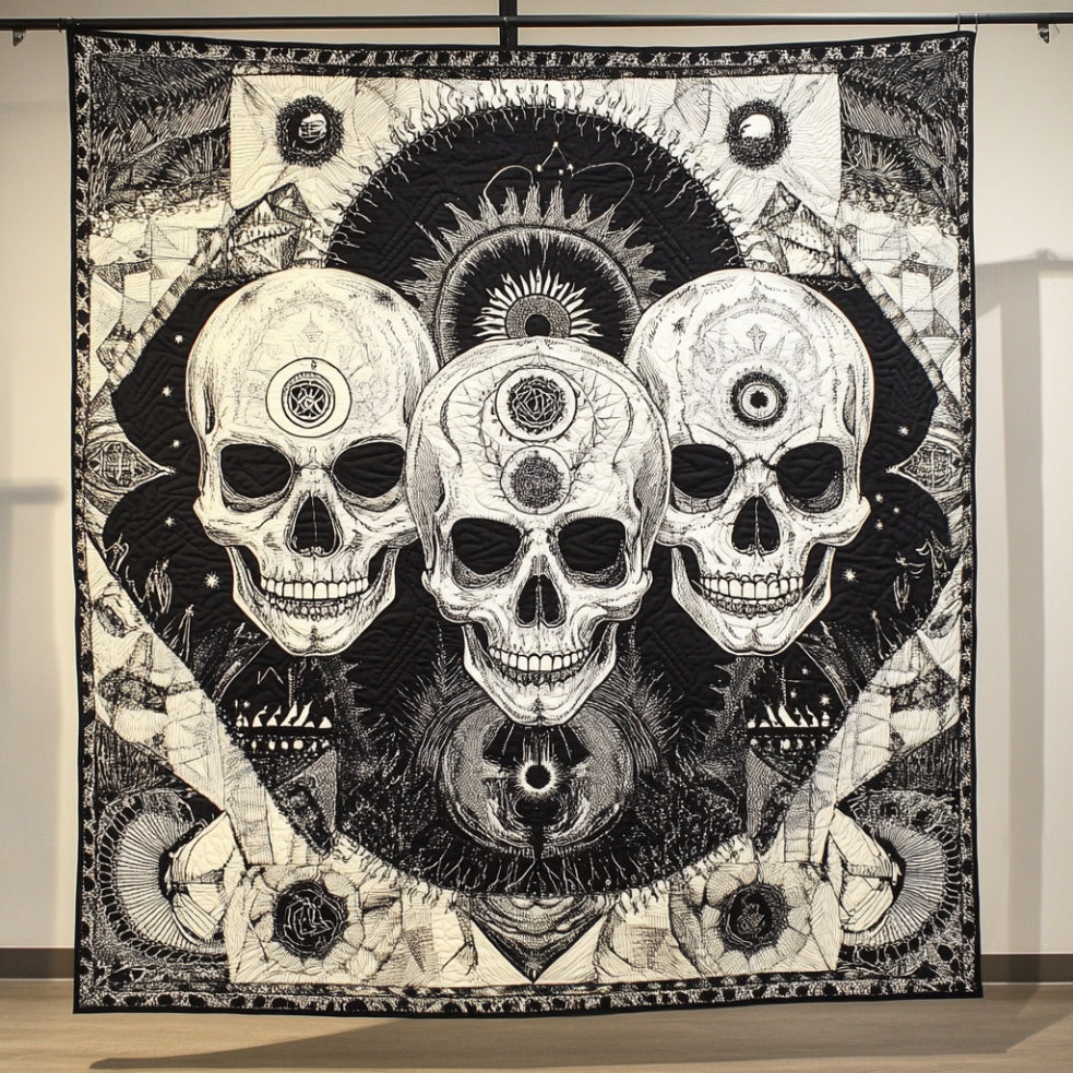 Abstract Skull Halloween Throw Quilt Best Halloween Gift For Friends and Family