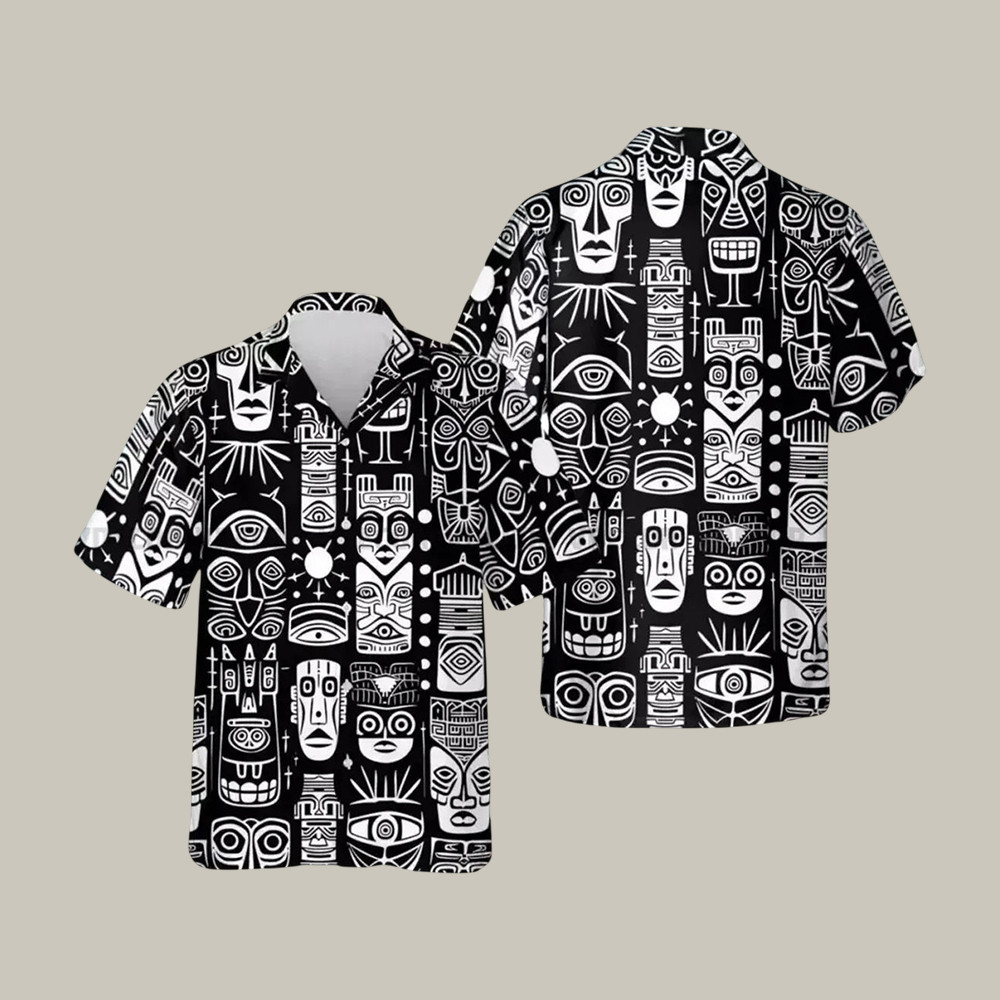 Abstract Tiki Face Hawaiian Shirt Unique Taki Face Graphic Shirt Present For Boyfriend