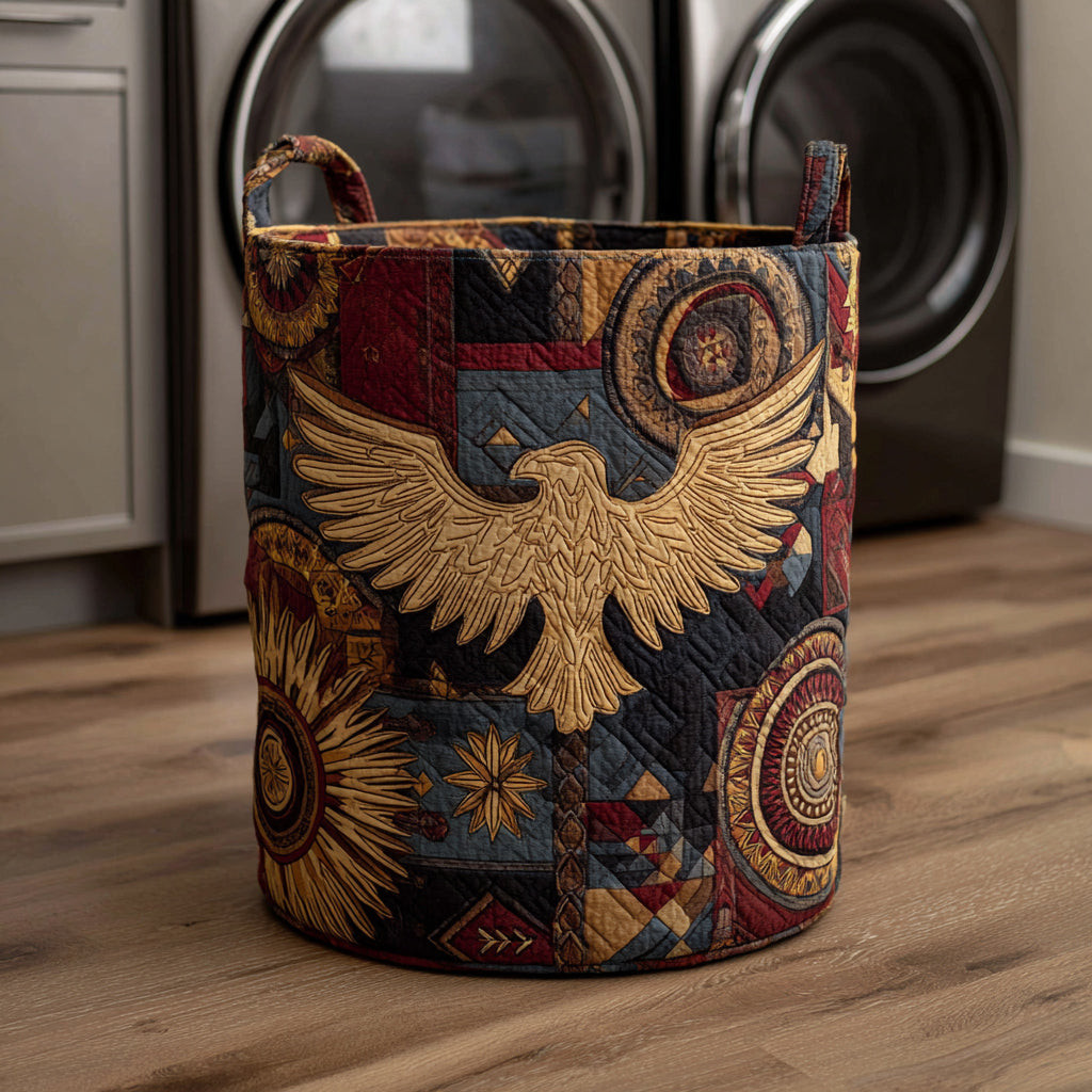 Abstract Tribal Eagle Quilted Laundry Basket Soft and Durable Quilted Storage Basket for Laundry Room