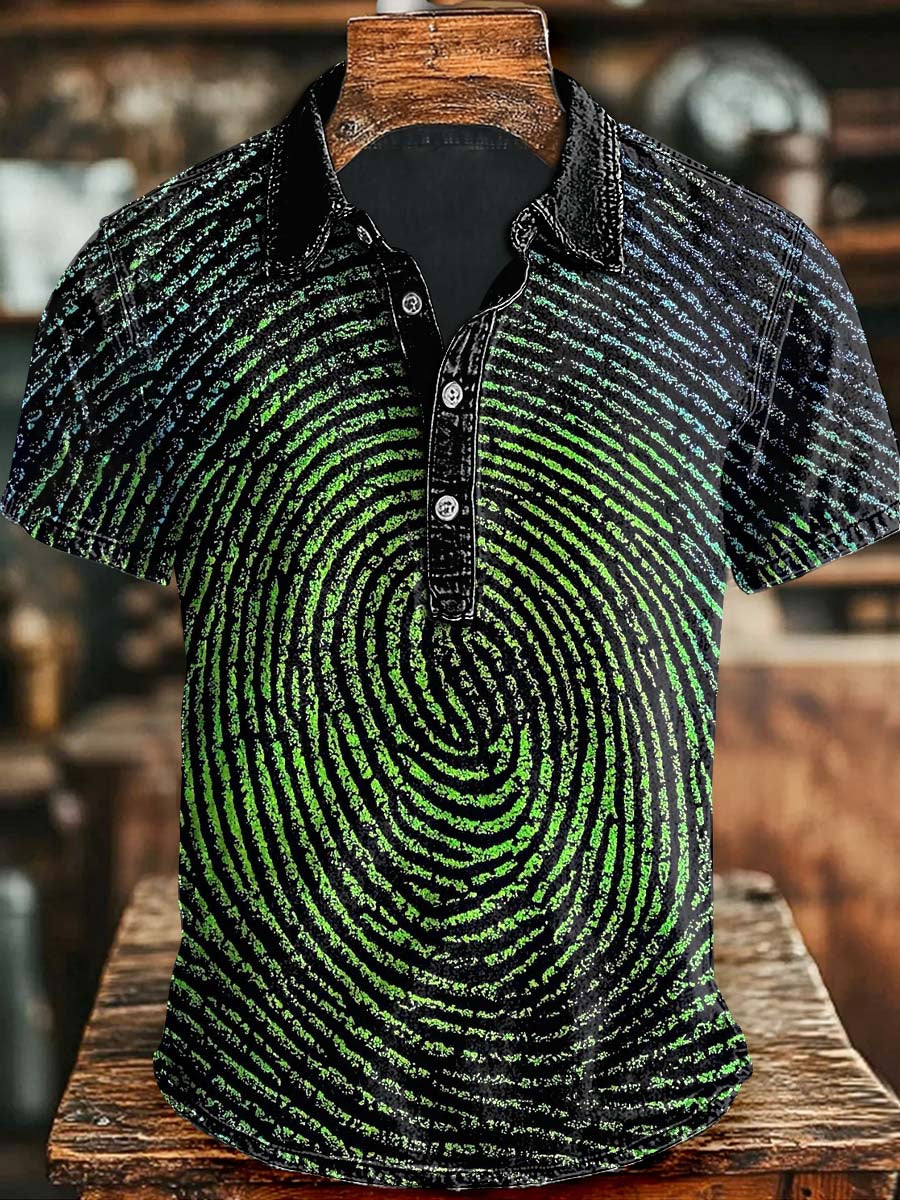Abstract Wood Print Casual Short Sleeve Polo Shirt Halloween Gift Ideas For Dad