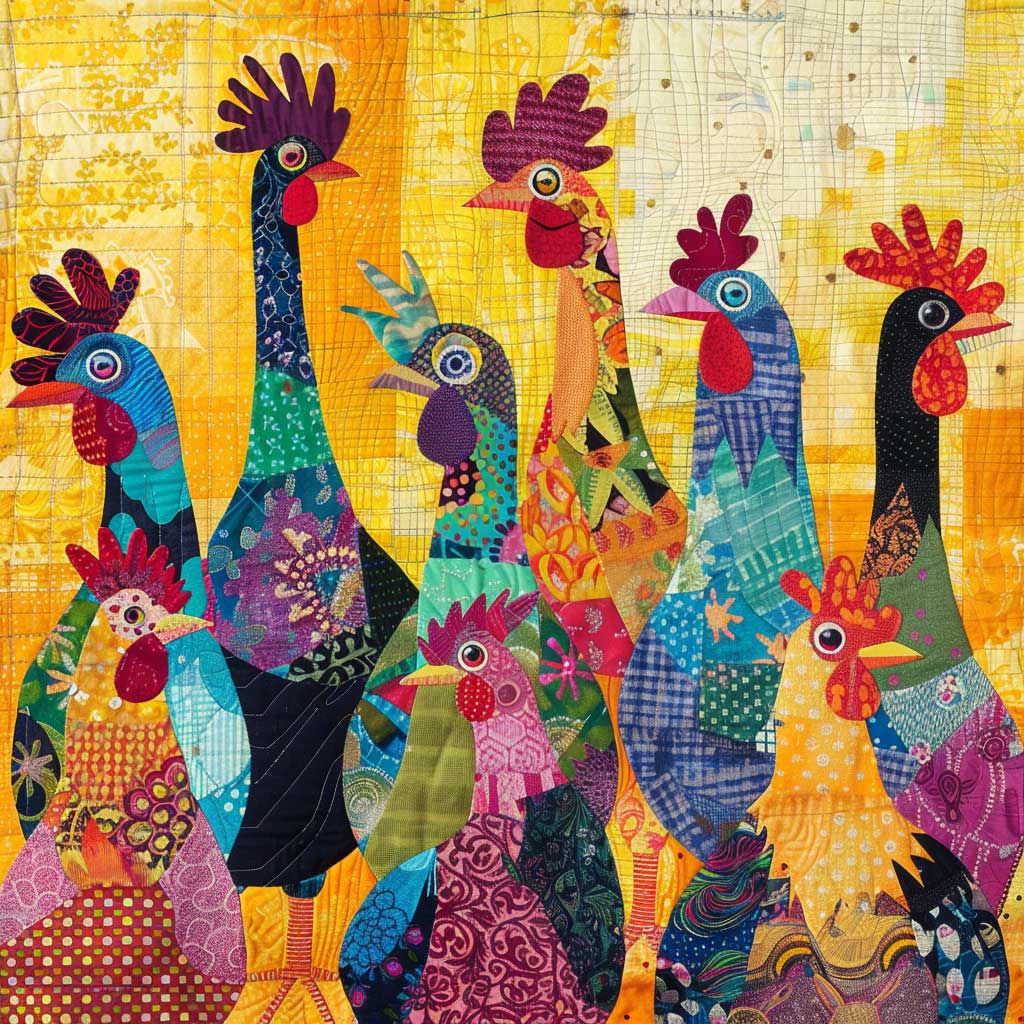 Abstract Yellow Chickens Quilt Blanket Sofa Throws Christmas Gifts For Chicken Lovers