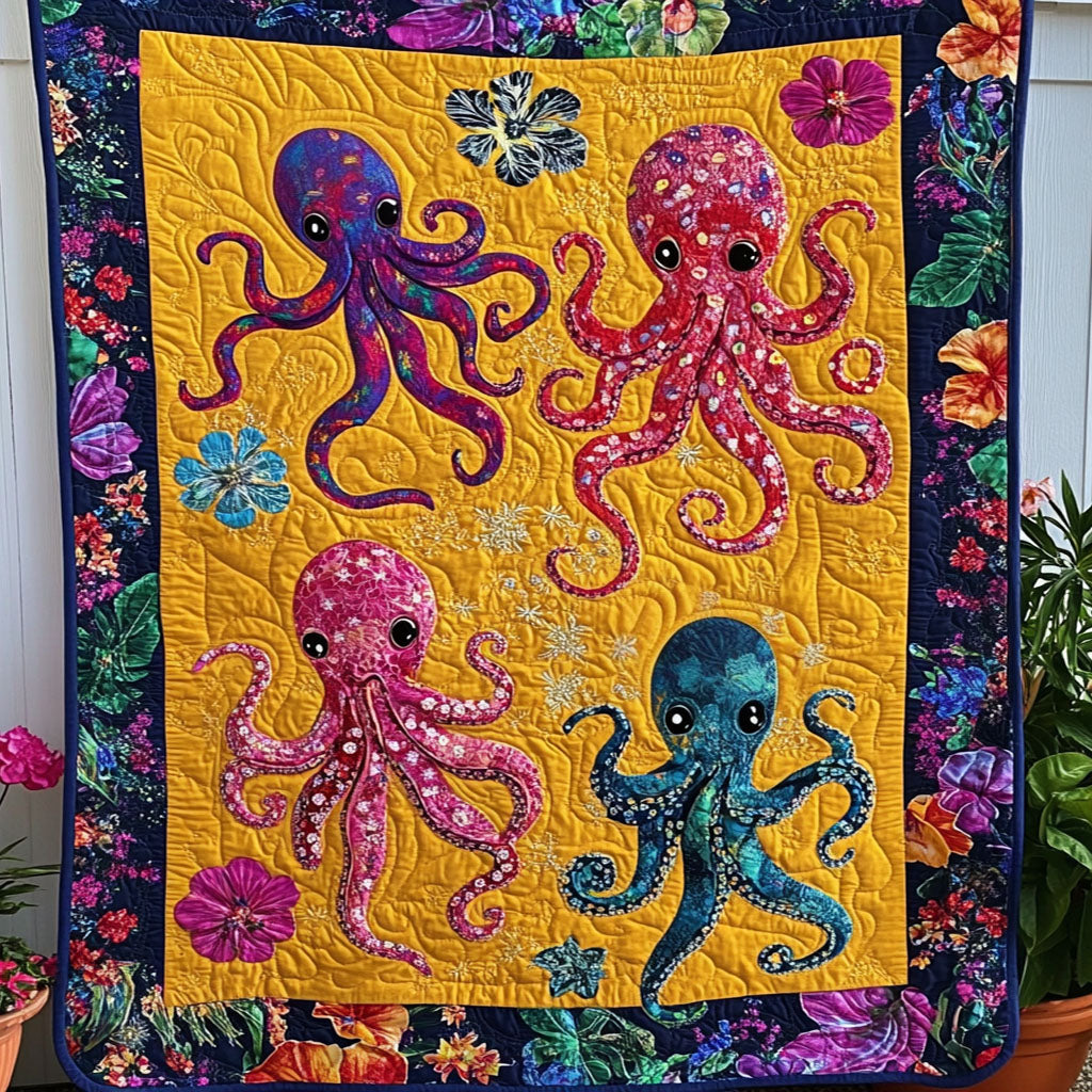 Abyss Inkling Quilted Blanket Christmas Throw Blanket Cool Octopus Gifts