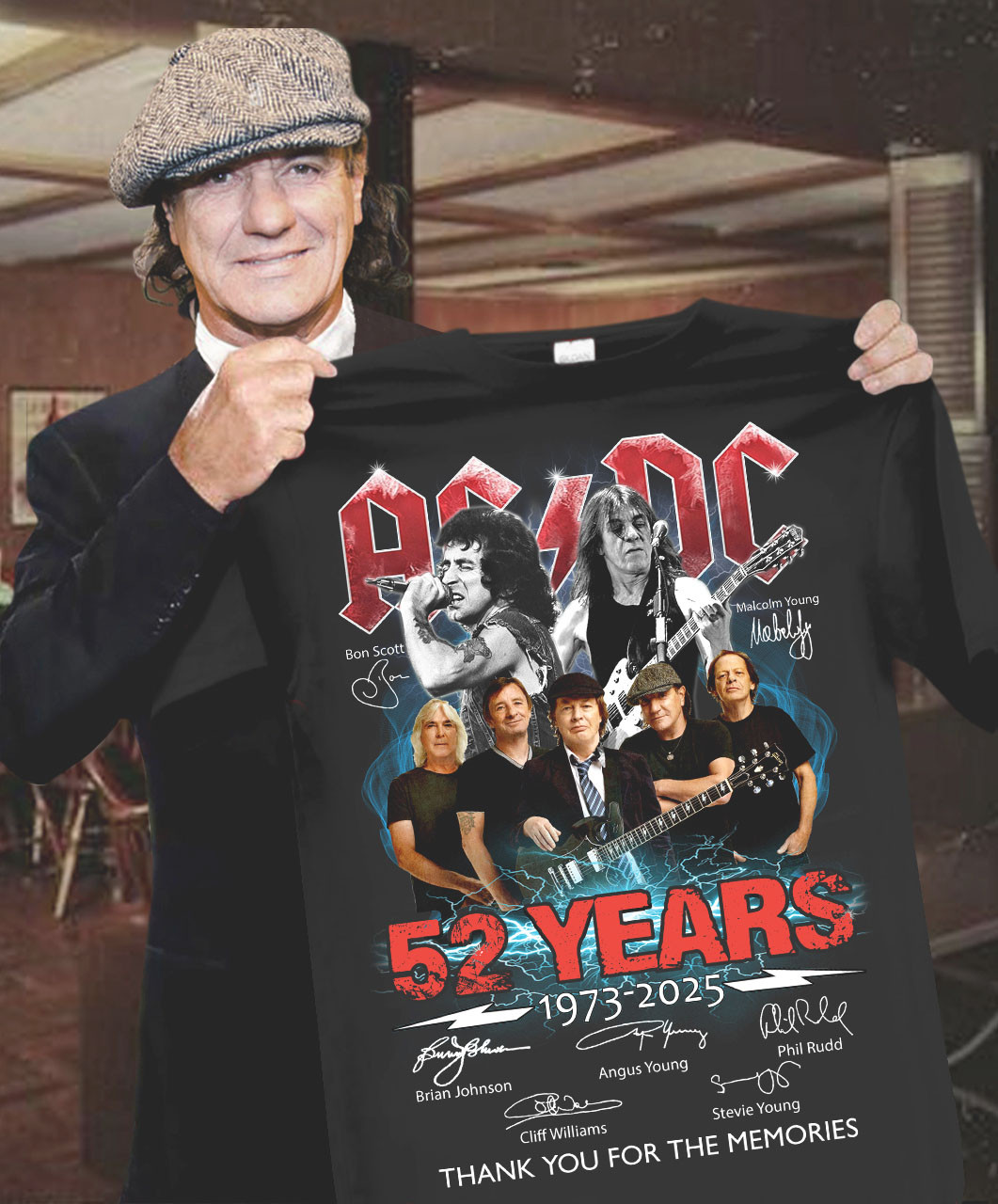 AC DC 52 Years 1973 2025 Thank You For The Memories T-Shirt Rock Band Fan Gifts
