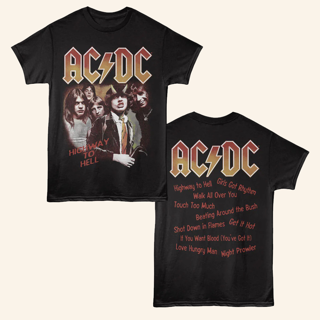 AC DC Merch Highway To Hell Tracklist T-Shirt Best Gifts For Rock Music Lovers