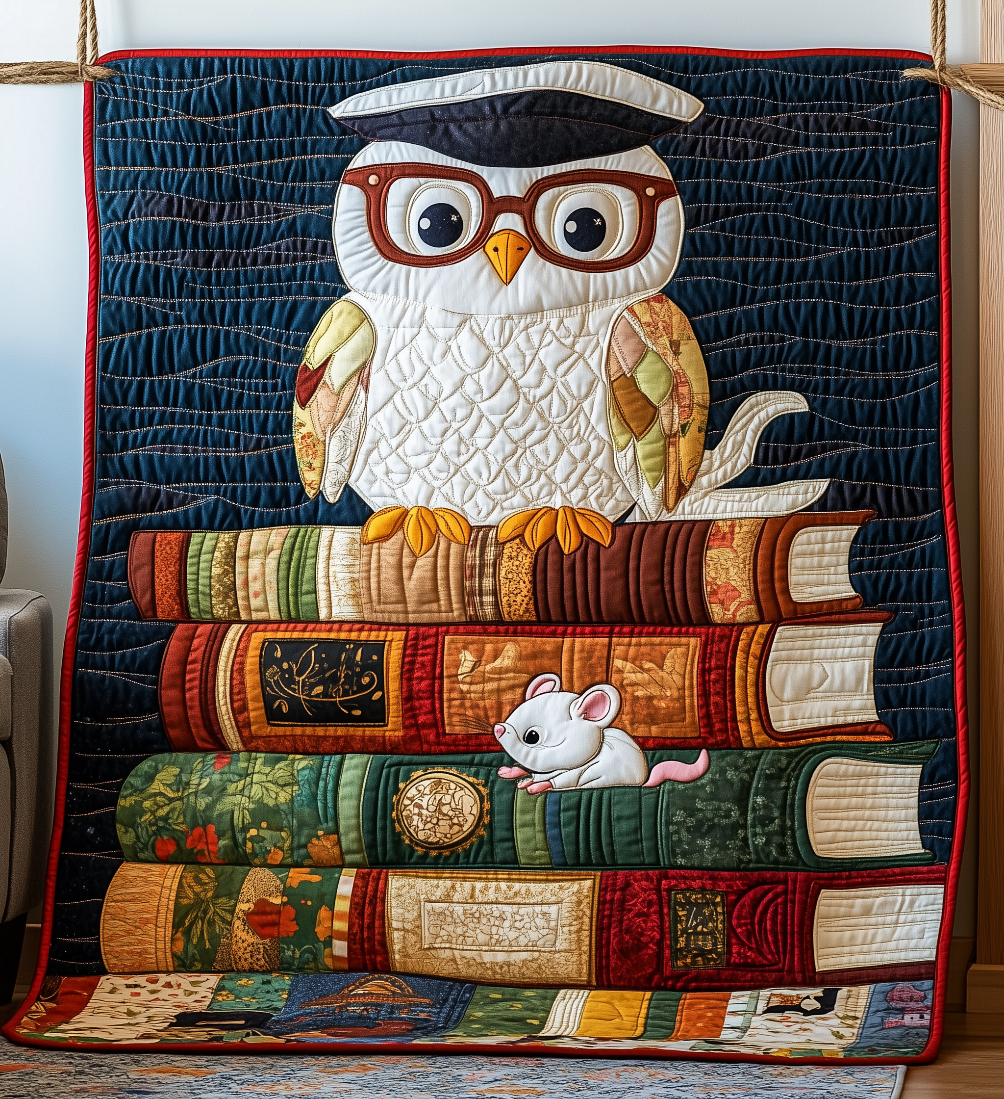 Academy Owl Cozy Soft Quilted Blanket Teacher Appreciation Graduation Cute Owl Themed Gifts