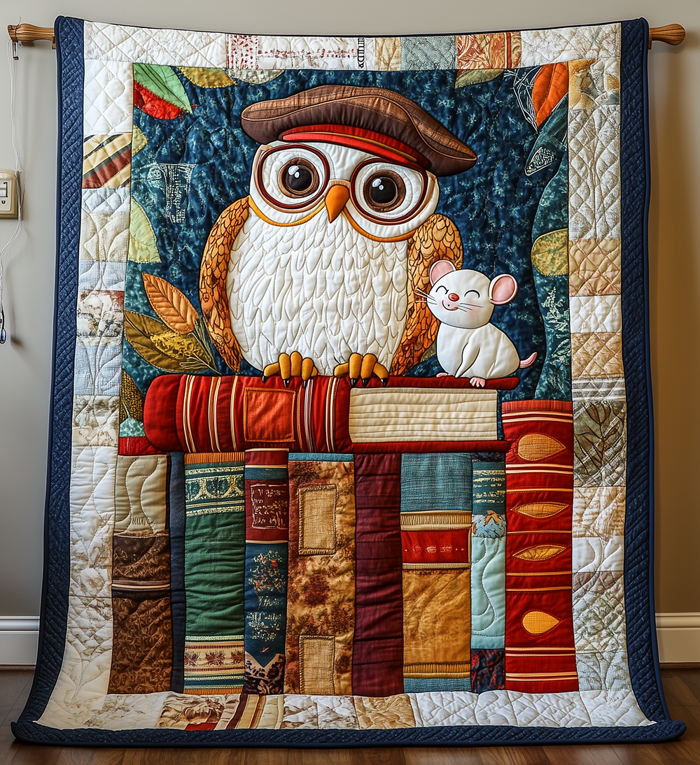 Academy Owl Cute Cartoon Quilted Blanket Teacher Student Classroom Cute Owl Themed Gifts