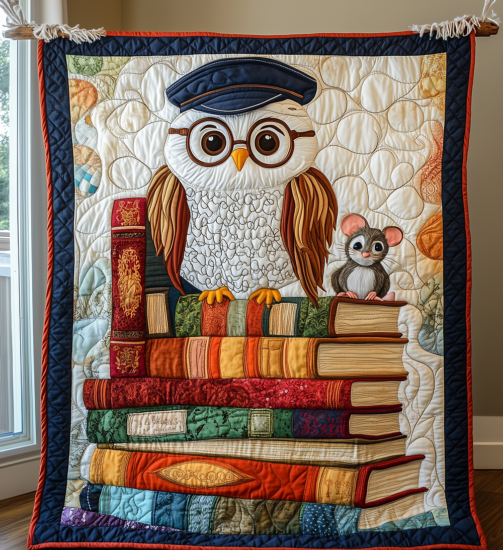 Academy Owl Cute Motif Quilted Blanket Teacher Retirement Professor Gifts For Owl Lovers