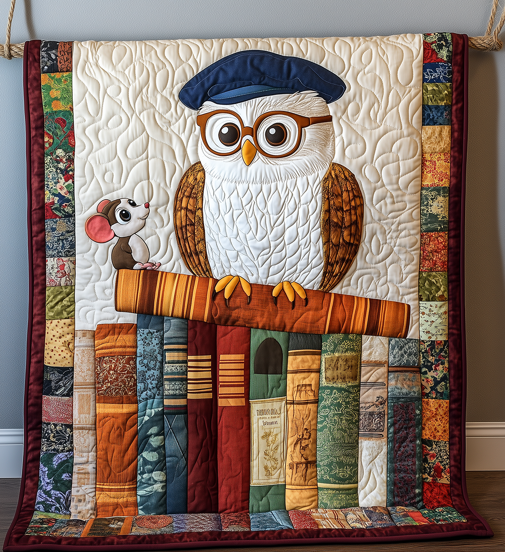 Academy Owl Feathered Friend Quilted Blanket Graduation Bedroom Cute Owl Themed Gifts