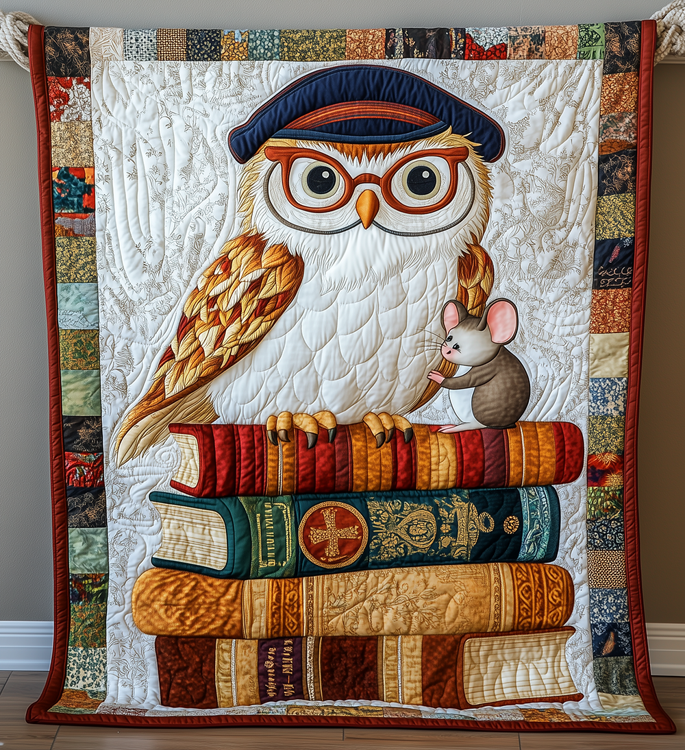 Academy Owl Forest Motif Quilted Blanket Wisdom Professor Teacher Cute Owl Themed Gifts