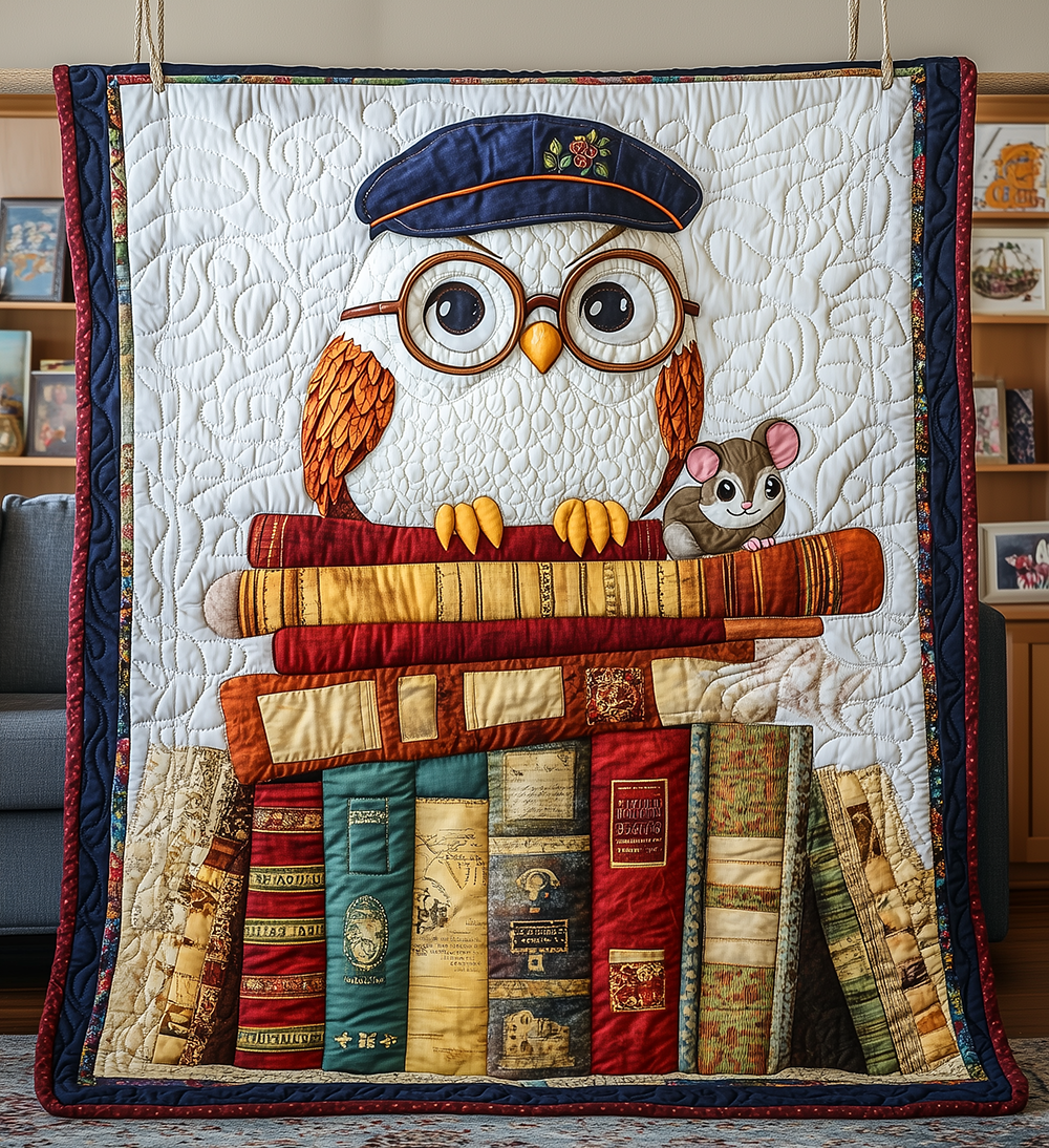 Academy Owl Knowledge Quilted Blanket Teacher Professor Learning Cute Owl Themed Gifts