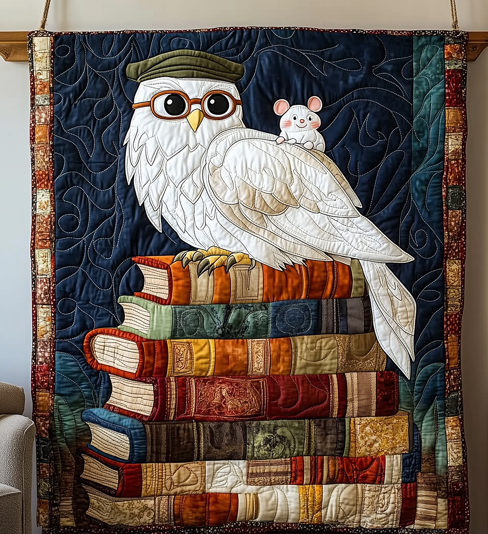 Academy Owl Premium Quality Quilted Blanket Cute Owl Themed Gifts For Book Lovers