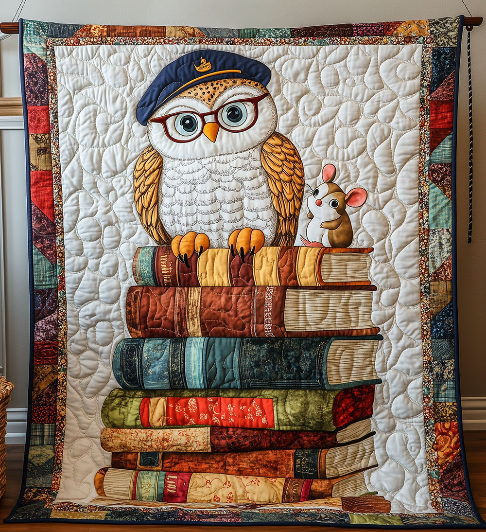 Academy Owl Reading Quilted Blanket Learning School Teacher Professor Cute Owl Themed Gifts