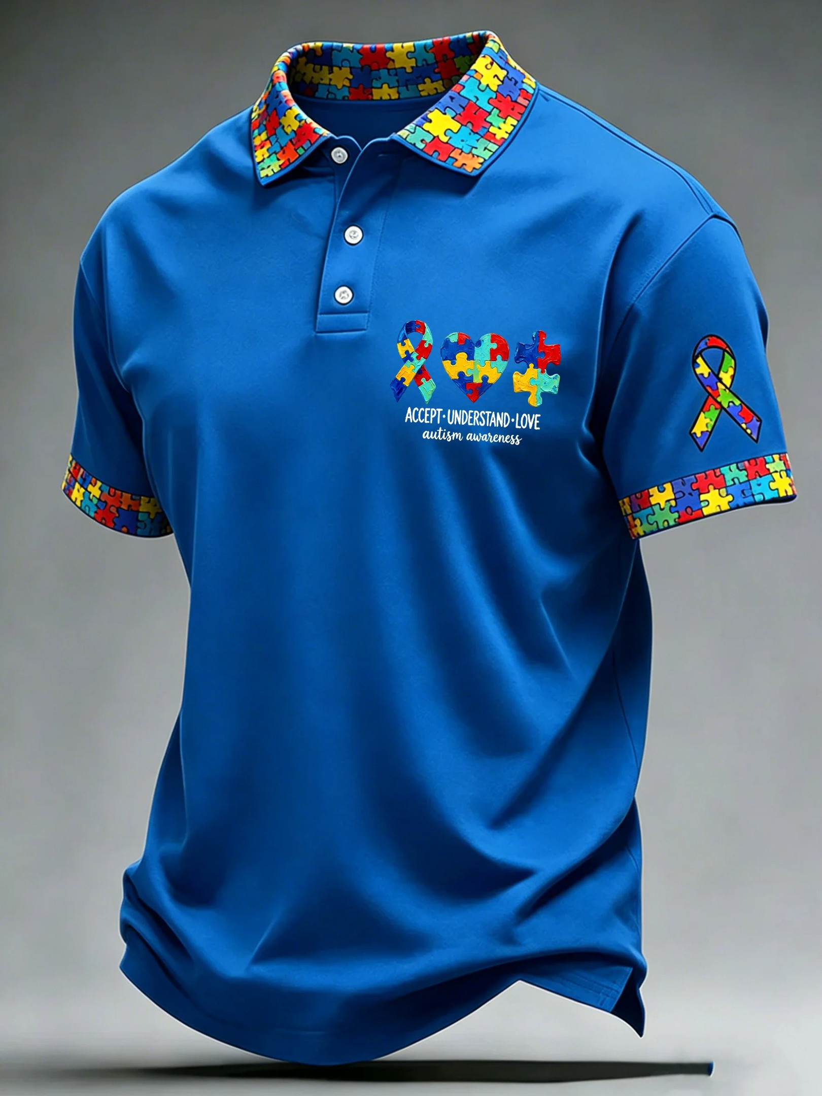 Accept Understand Love Polo Shirt Autism Awareness Clothing Gift For Supporters