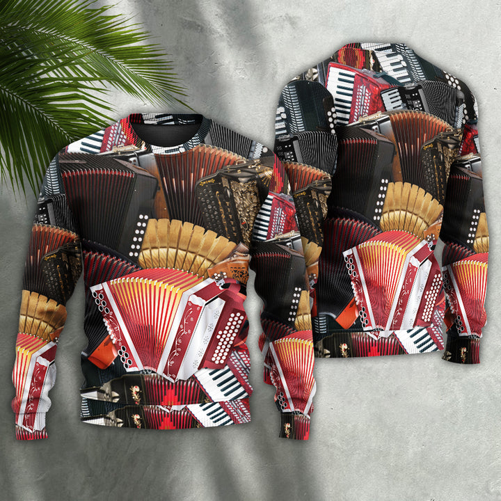 Accordion Ugly Christmas Sweater Music Instrument Themed Gifts For Musicians