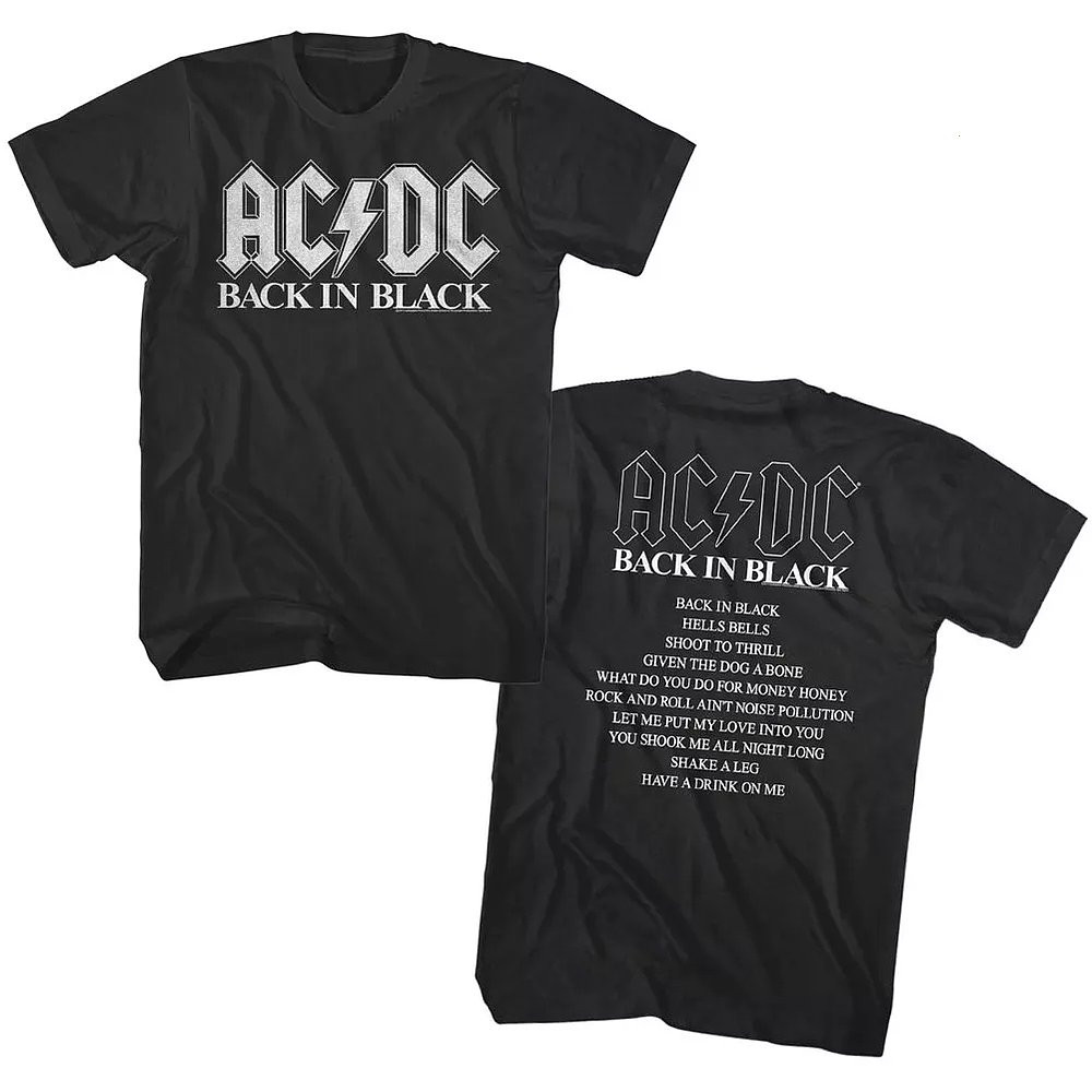 ACDC Back In Black Album Cover Vintage Rock Band Tour T-Shirt