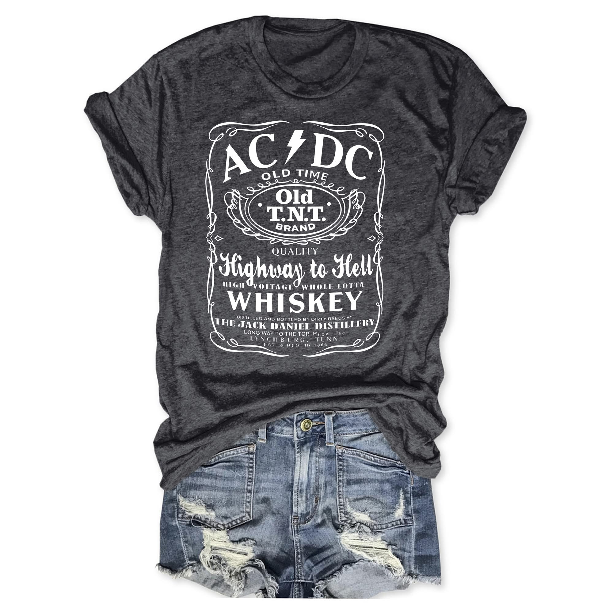 AC'DC Band Old Time Highway To Hell Whiskey T-Shirt Women's ACDC Fan Merch Gifts For Her