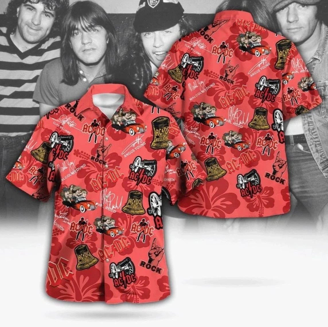 ACDC Button Up Hawaiian Shirt Pwr Up Tour 2025 Gift For Music Lover