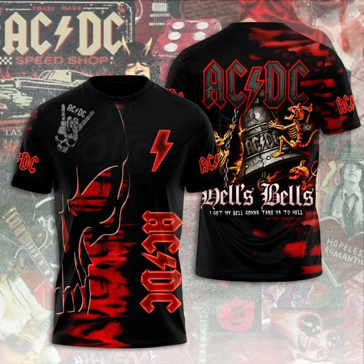 AC'DC Hells Bells T-Shirt AC'DC Tour Concert Merch Cool Fan Gift Ideas For Men
