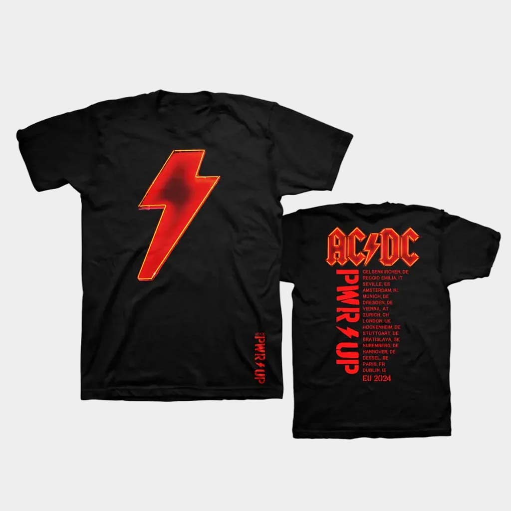 ACDC Merch ACDC PWR UP Tour EU 2024 Black T-Shirt Best Gifts For Music Lovers
