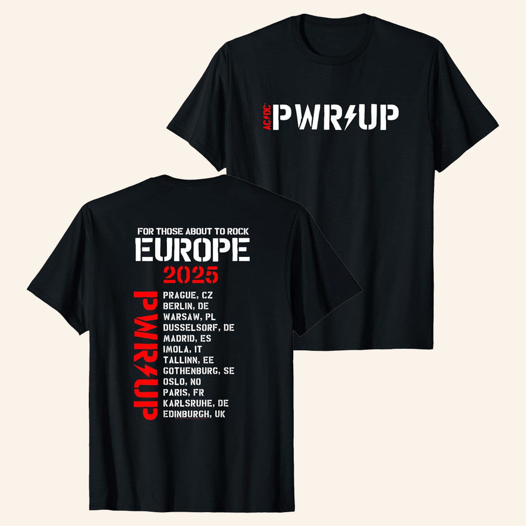 ACDC Merch ACDC Pwr Up Tour EU 2025 T-Shirt Gifts For Fans ACDC Merch ACDC Pwr Up Tour EU 2025 T-Shirt Gifts For Fans
