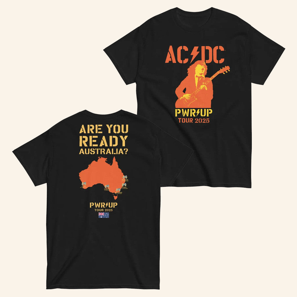 ACDC Merch Power Up 2025 Tour Aus Map T-Shirt Gift Ideas For Music Lovers ACDC Merch Power Up 2025 Tour Aus Map T-Shirt Gift Ideas For Music Lovers