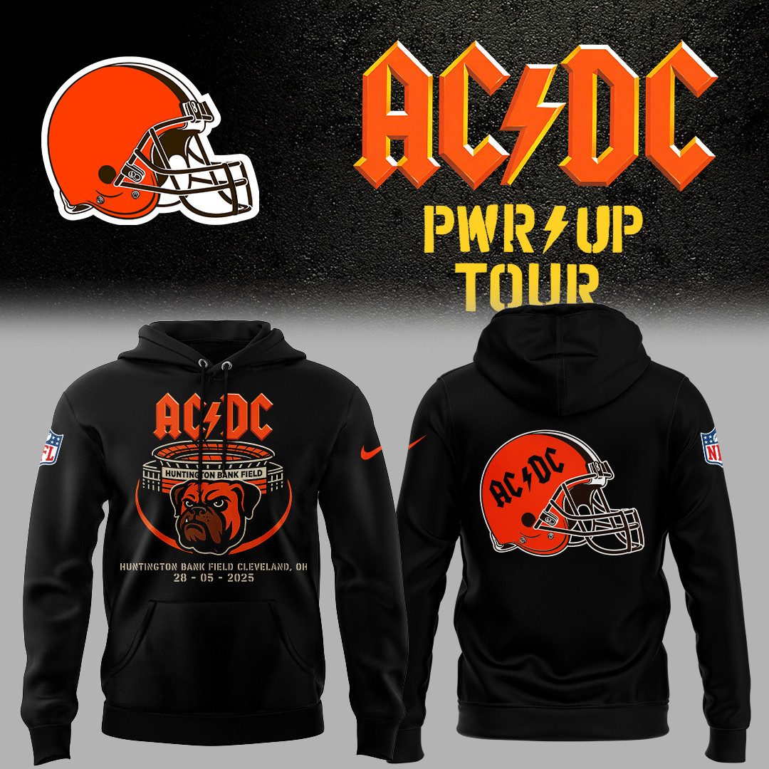 ACDC Merch PWR Up Tour Cleveland Huntington Bank Field Cleveland Black Hoodie Fans Gifts