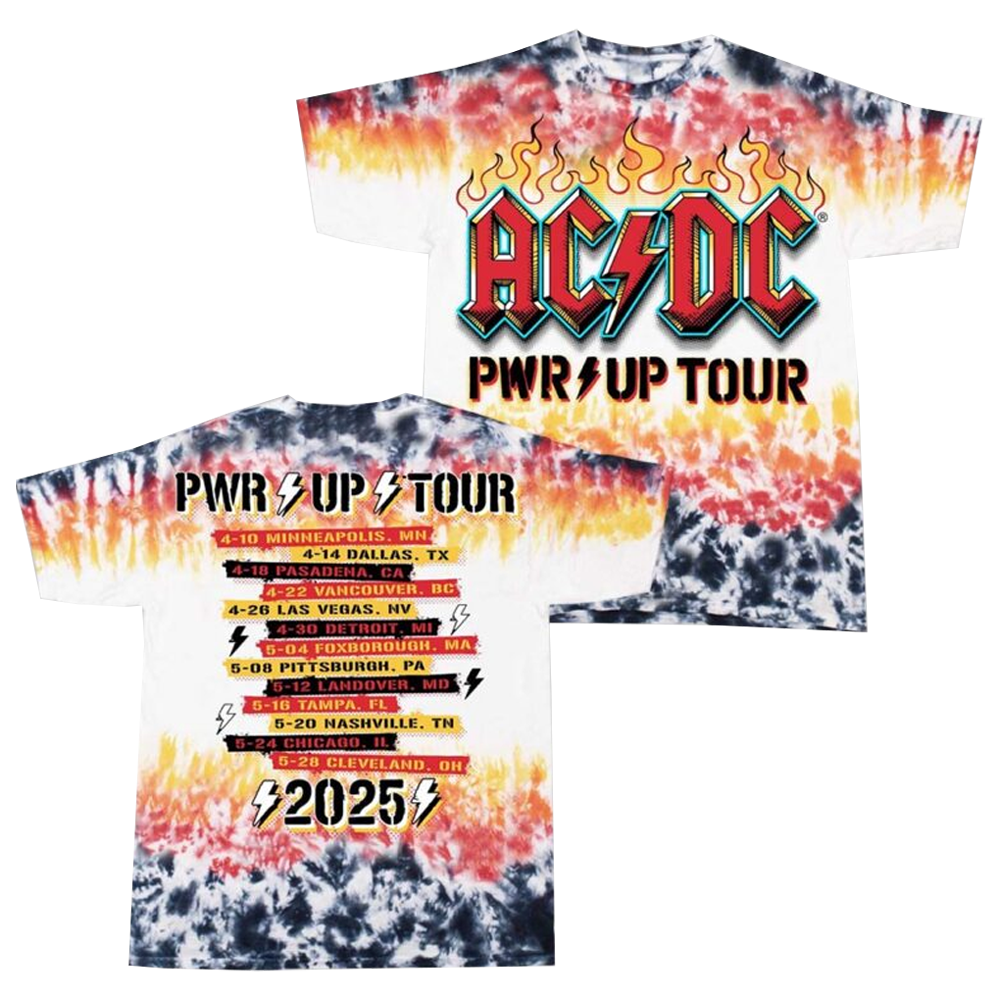 ACDC Merch Pwr Up Tour Tie Dye T-Shirt Gifts For Someone Who Loves Music