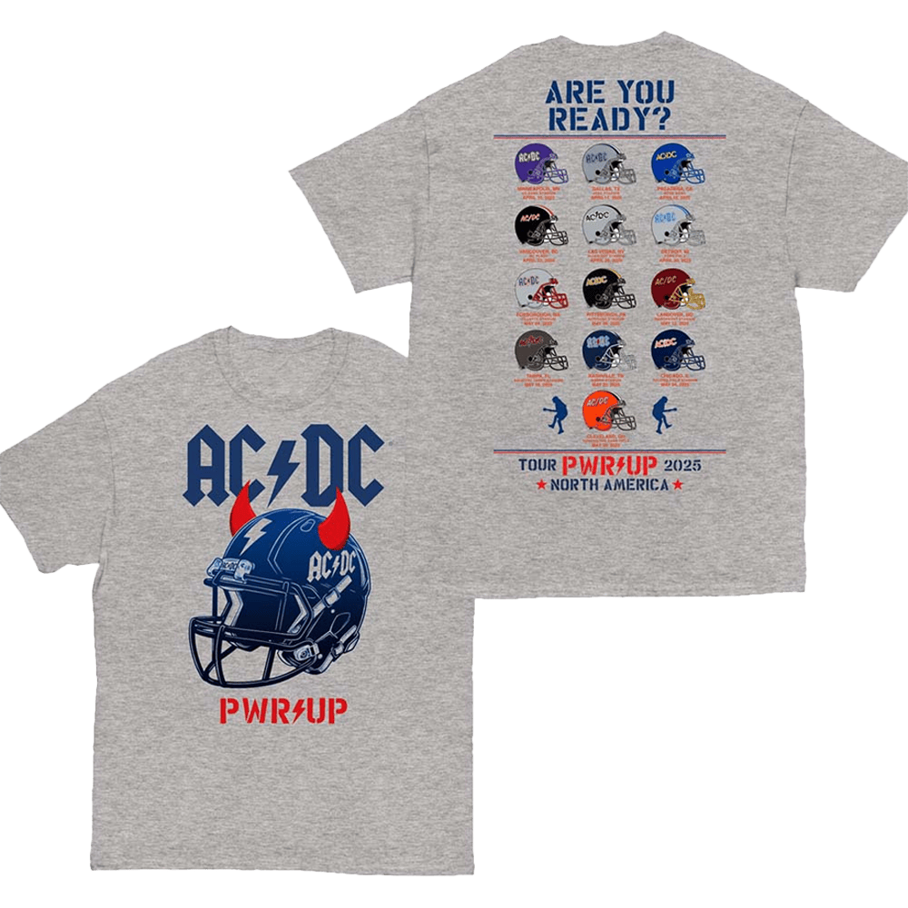 ACDC Merch Team Helmets Pwr Up Tour T-Shirt Father's Day Gifts Music Lover