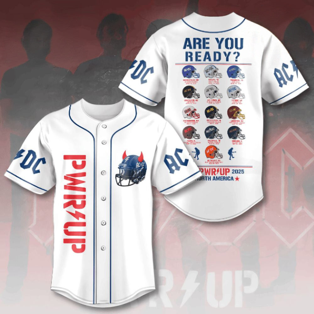 ACDC On Tour Pwr Up Tour 2025 North America Baseball Jersey ACDC Merch Best Father's Day Gifts