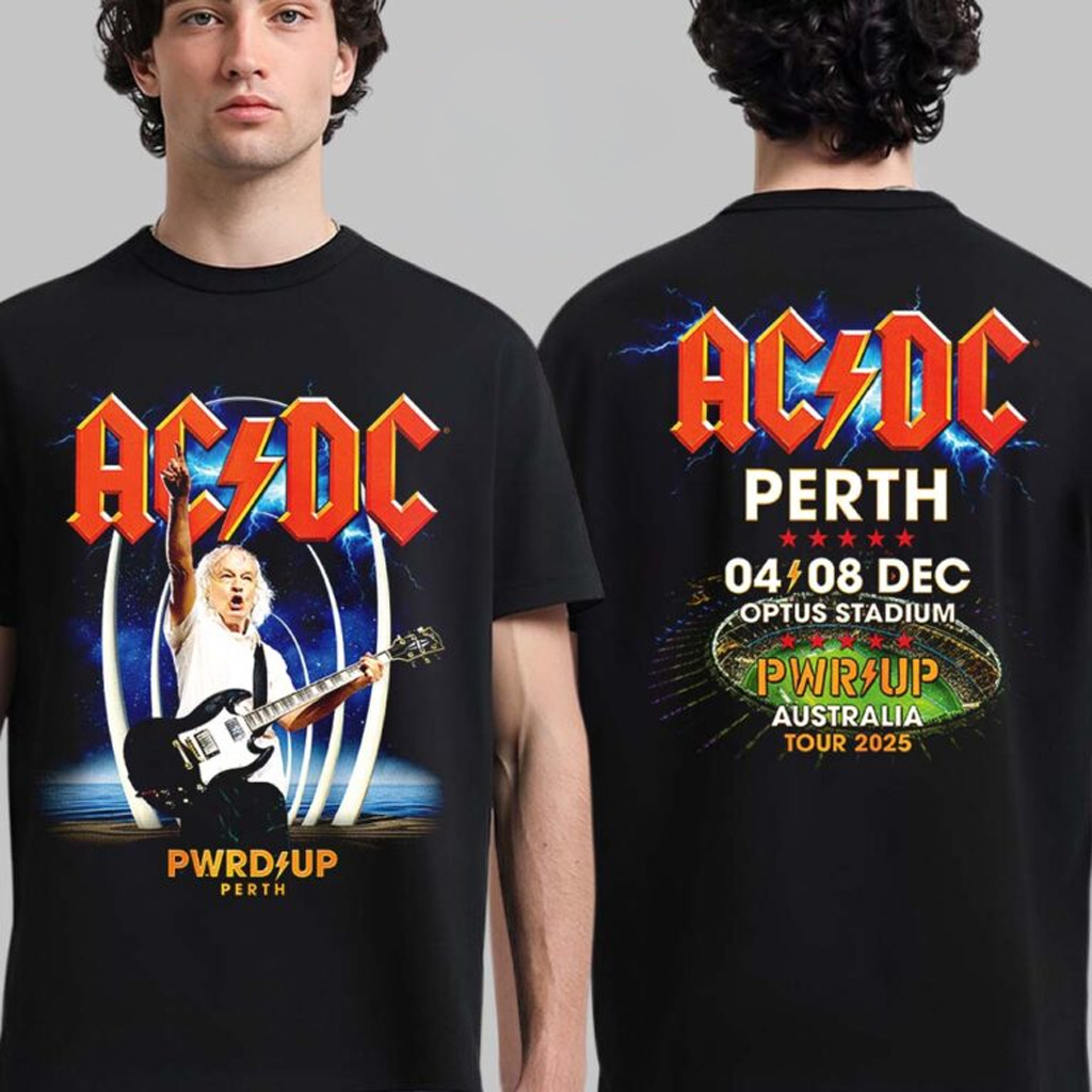 ACDC Perth Australia 2025 Event Tee PWR Up Tour At Optus Stadium On December 4 2025 T-Shirt Fan Merch