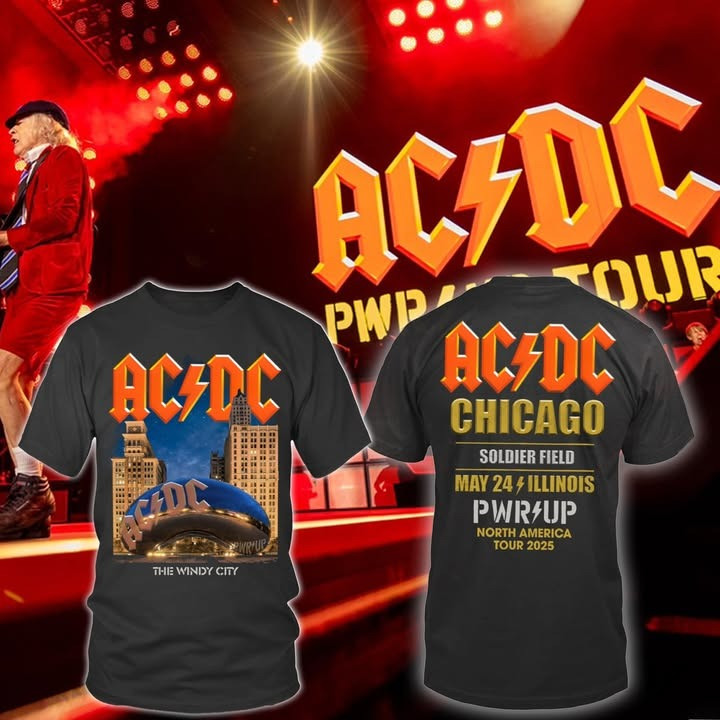 AC'DC Power PWR Up Chicago Tour 2025 T-Shirt The Windy City North American Concert Merch