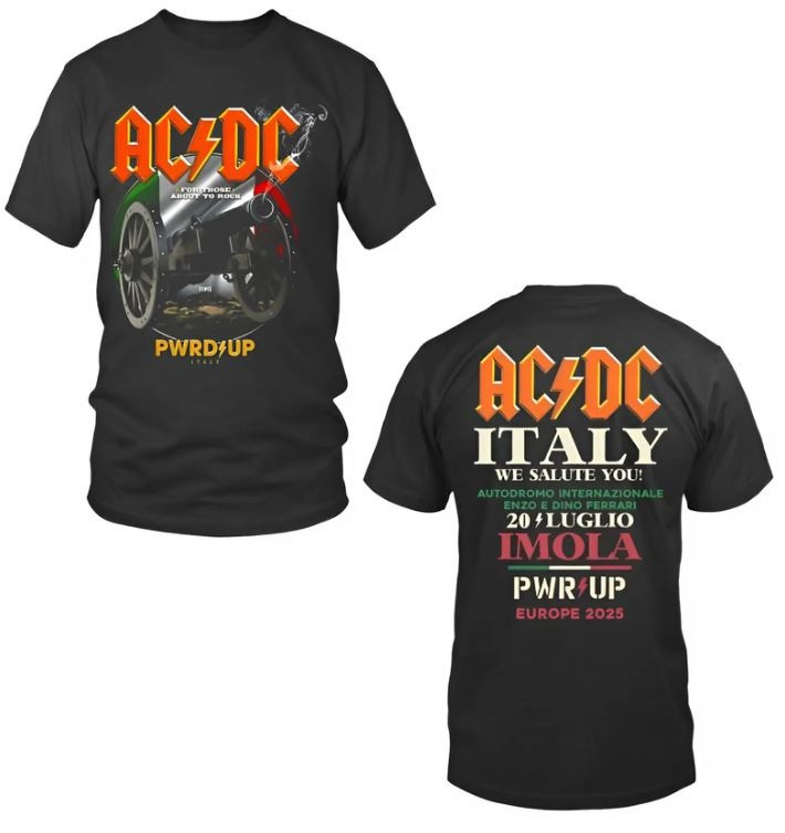 AC'DC Power PWR Up Italy Europe Tour 2025 T-Shirt ACDC Concert Merch Gifts For Fans