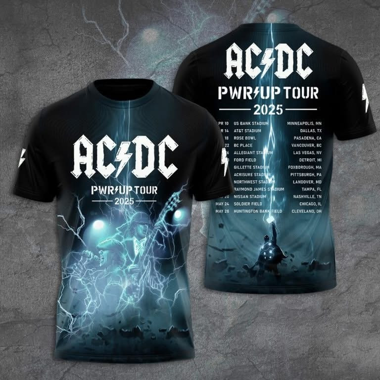 AC/DC Power Up North American Tour 2025 T-Shirt Merch Gift For ACDC Band Fans