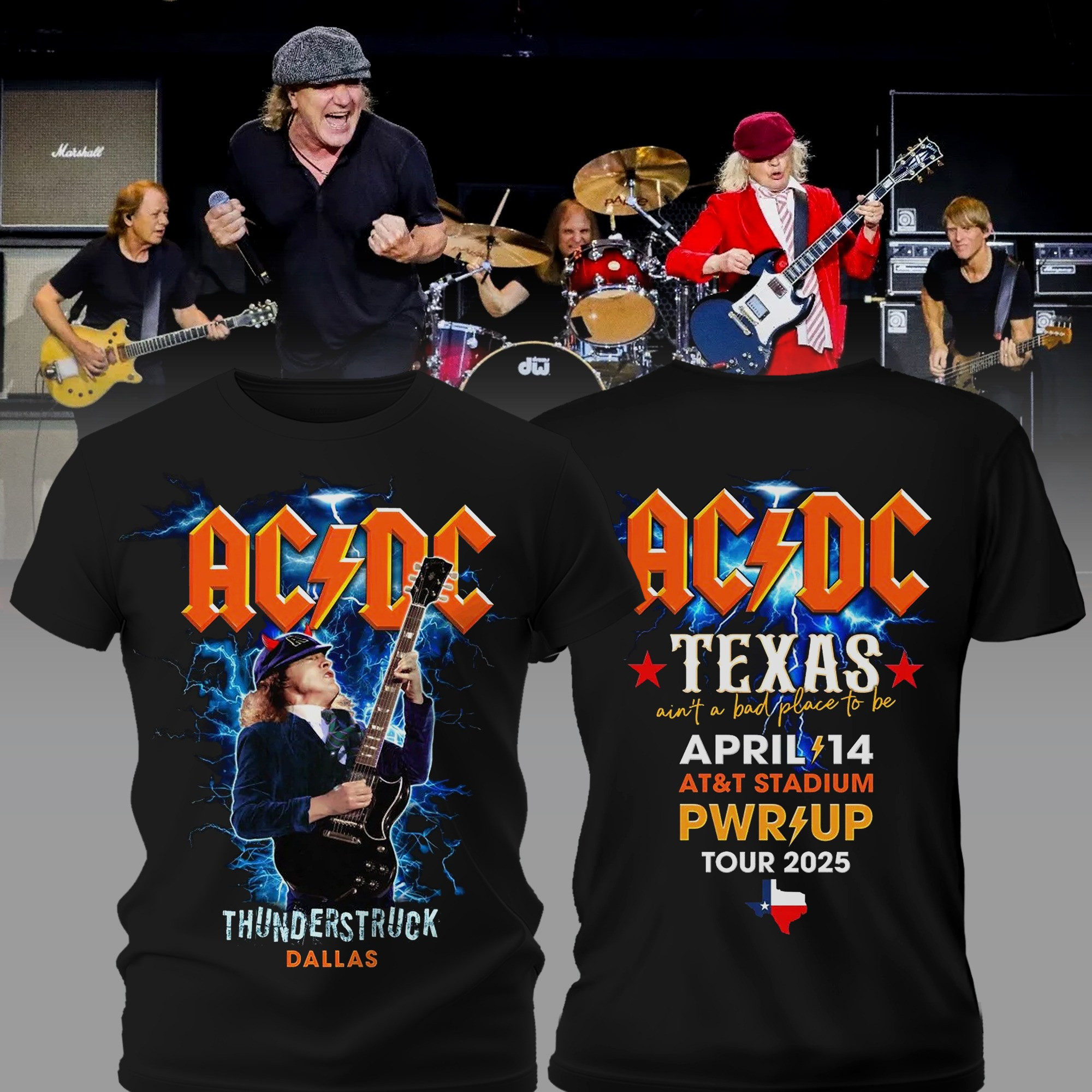 AC'DC Power Up Tour Merch 2025 T-Shirt Thunderstruck Dallas Texas Gifts For Fans