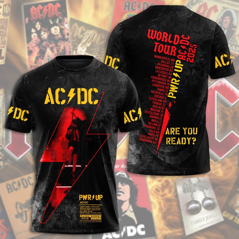 AC'DC Power Up World Tour 2025 T-Shirt ACDC Tour Merch Apparel Best Gifts For Rock Fans