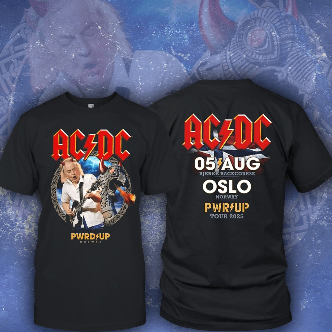 AC'DC PWR UP OSLO Norway Tour 2025 Merch T-Shirt Clothing Best Gifts For Rock Flans