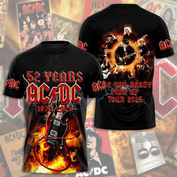 ACDC Pwr Up Tour 2025 52 Years 1973 2025 Shirt Rock Band Gifts For Fans