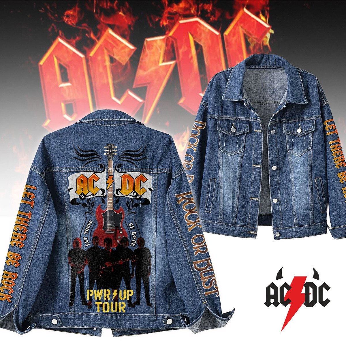 ACDC PWR Up Tour 2025 Denim Jacket Gifts For Someone Who Loves Music