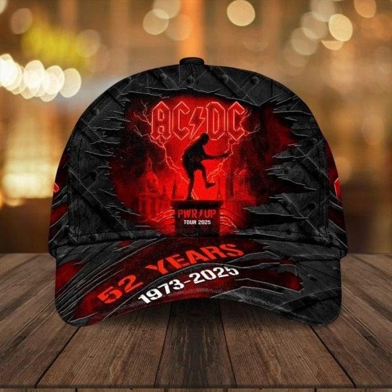 ACDC Pwr Up Tour 2025 Hat 52 Years Of Rock Hat Fan Gift Ideas