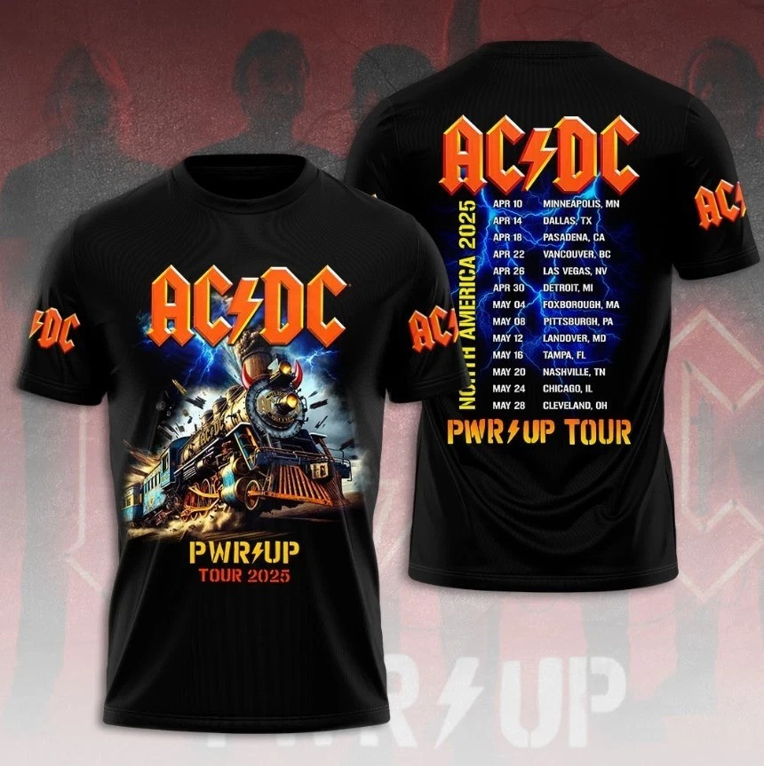 ACDC Pwr up Tour 2025 North America 3D Shirt Gift For Rock Band Fans