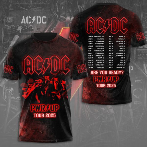 ACDC Pwr Up Tour 2025 Shirt Rock Band Music T-Shirt Gifts For Fans