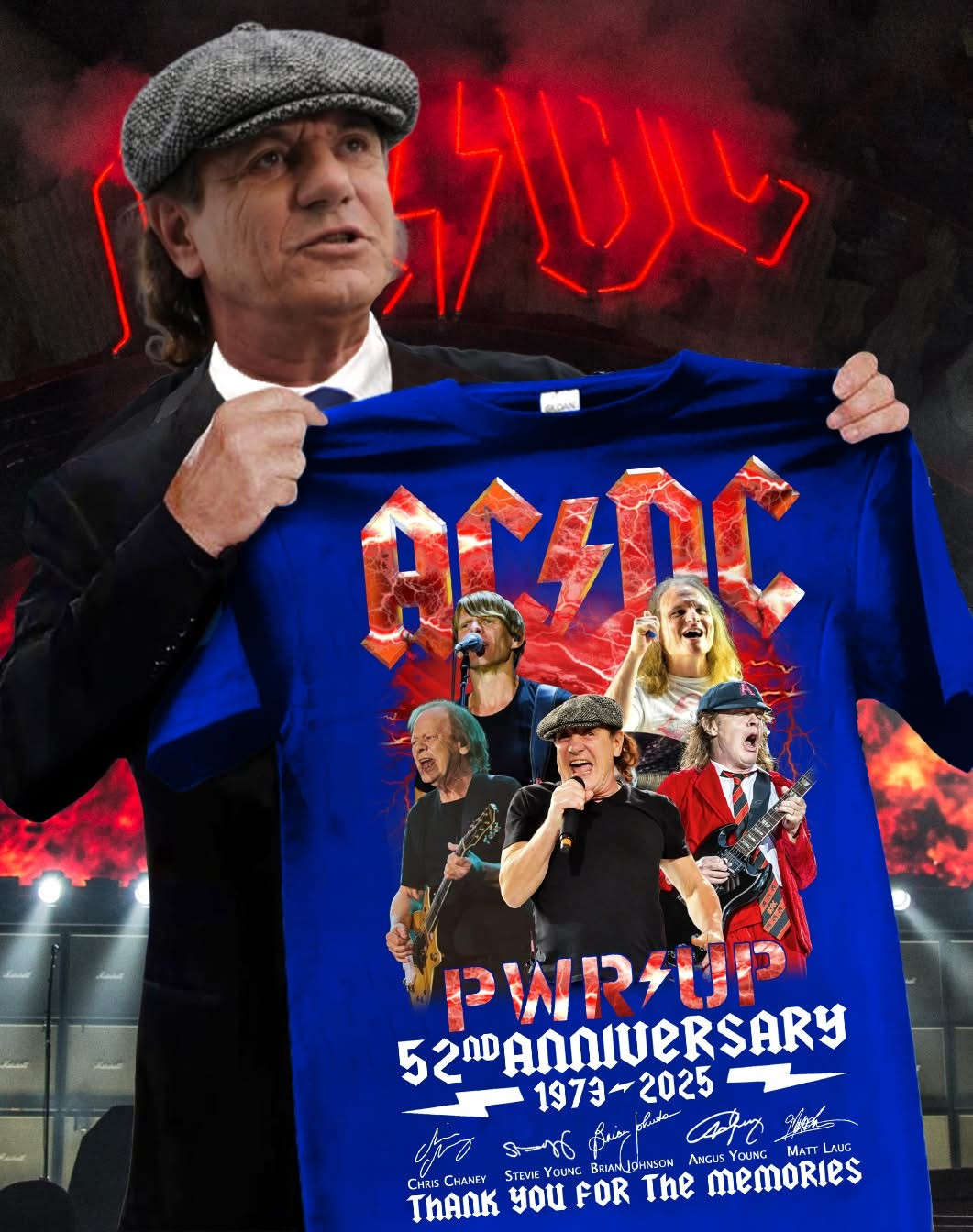 ACDC PWR Up Tour Merch 52nd Anniversary 1973-2025 T-Shirt Best Gift For Music Fans