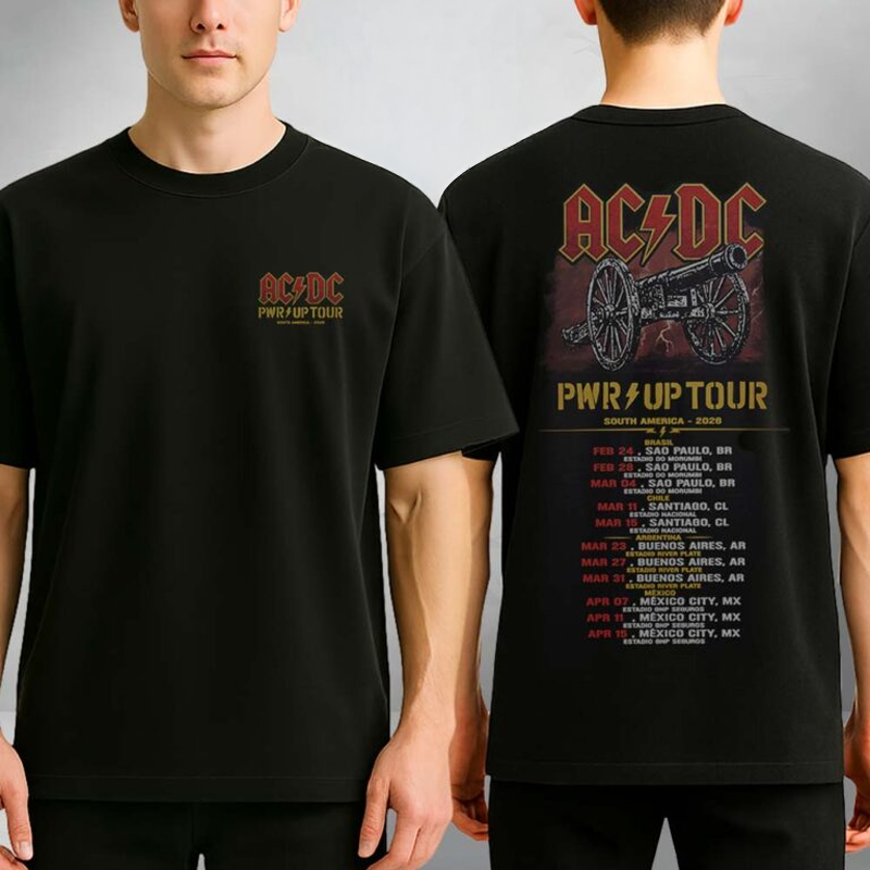 ACDC PWR UP Tour South America 2026-2028 Cannon Shirt ACDC Merch Gifts For Friends