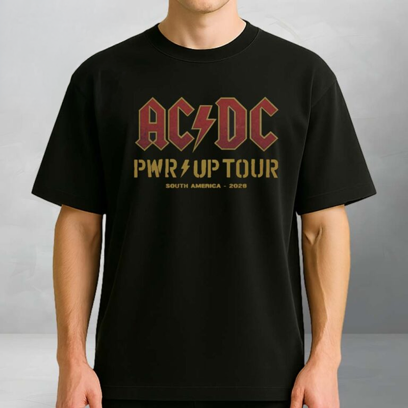 ACDC PWR UP Tour South America 2026-2028 Classic Logo Typography Design Show Music T-Shirt
