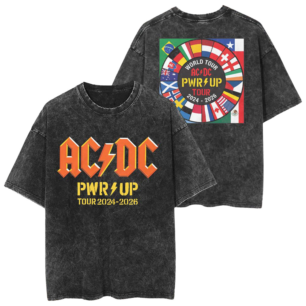 ACDC PWR Up World Tour Merch 2024 2026 Nation Flags T-Shirt ACDC Merch Presents For Rock Lovers