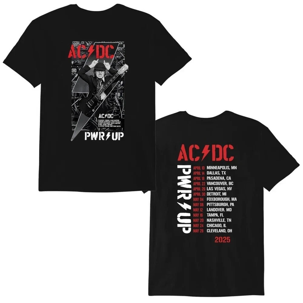 ACDC Tour Merch PWR UP 2025 T-Shirt Gifts For Music Lovers