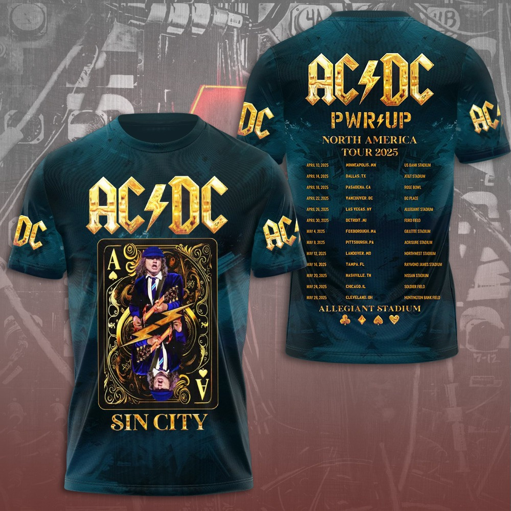 ACDC World Tour PWRUP 2025 T-Shirt Gifts For Music Enthusiasts